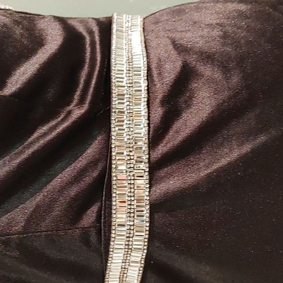 Black Satin and Rhinestones LBD Size Medium - Picture 6 of 13